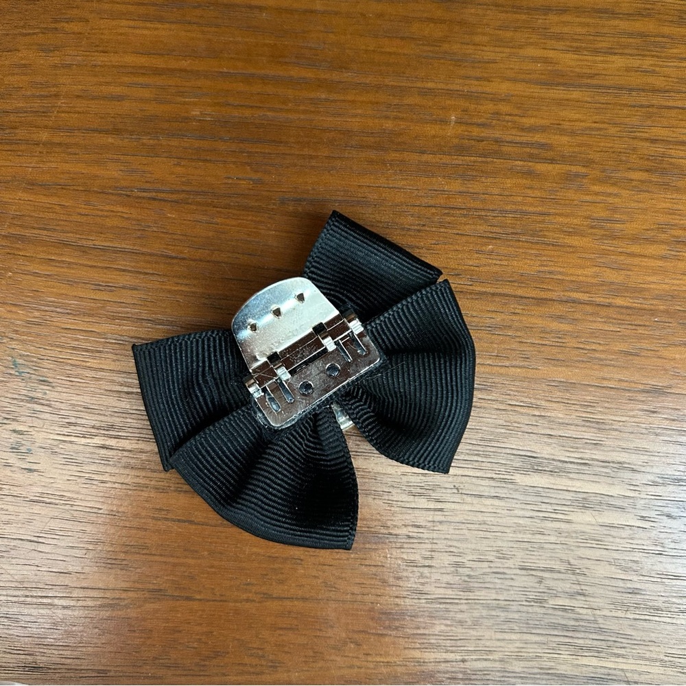 Nwt dead-stock vintage black and gold ribbon bow shoe clips - Picture 3 of 5